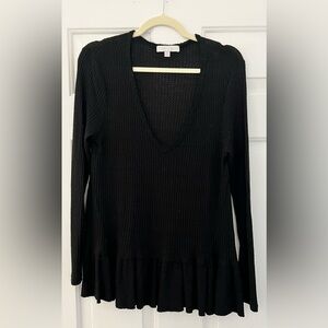 Anthropologie eri+ali long sleeve Black Waffle shirt great condition size medium
